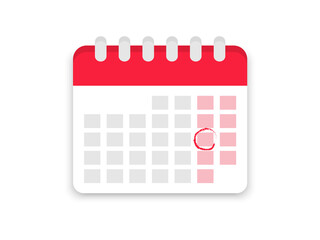 Flat calendar with mark the date. Calendar icon and schedule. Vector illustration.