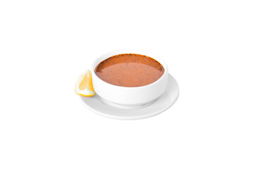 ezo gelin, ezo gelin soup. spicy lentil soup on a white background. ezo gelin