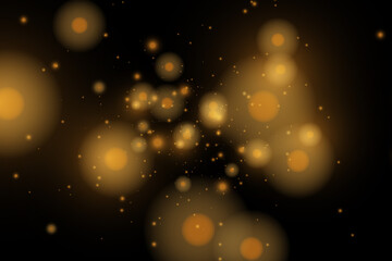 Fototapeta na wymiar The dust is yellow. yellow sparks and golden stars shine with special light. Vector sparkles on a transparent background. Christmas light effect. Sparkling magical dust particles.