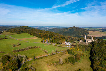 Panorama Luftaufnahmen Drohnenaufnahmen Kasselburg Gerolstein Berlingen Pelm Eifel