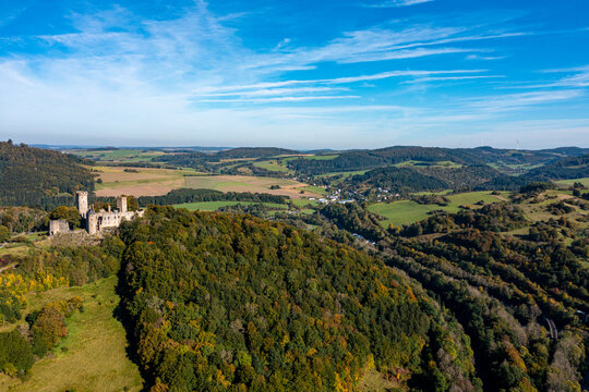 Panorama Luftaufnahmen Drohnenaufnahmen Kasselburg Gerolstein Berlingen Pelm Eifel