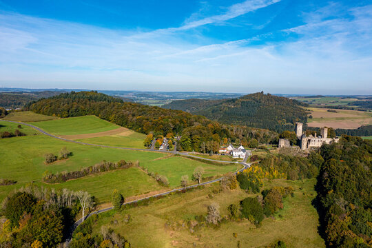 Panorama Luftaufnahmen Drohnenaufnahmen Kasselburg Gerolstein Berlingen Pelm Eifel