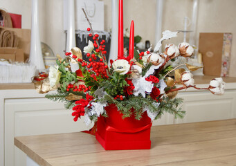Christmas or New Year home decor with candles