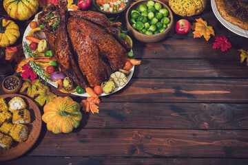 Traditional Stuffed Turkey with Side Dishes for Holidays