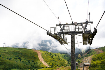 Chairlift in ski mountain resort at summer time
