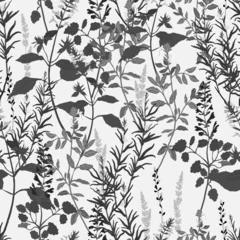 Peel and stick wall murals Grey Floral seamless pattern
