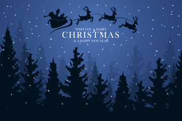 Obraz na płótnie Canvas Merry Christmas with Santa Claus sleigh