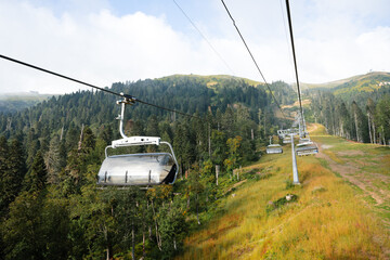 Chairlift in ski mountain resort at summer time