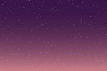 Sky and stars background. Purple and pink space background. The twinkling sky. Vector background.