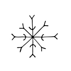 Vector snowflake icon, hand-drawn. Doodle snowflake. Hand-drawn symbol of winter, Christmas, New Year.