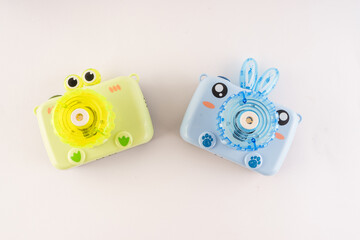 Automatic machine for blowing soap bubbles for children.