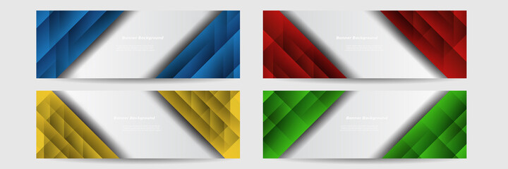 Fototapeta premium Set of modern colorful banner template. Blue red green and orange banner design.