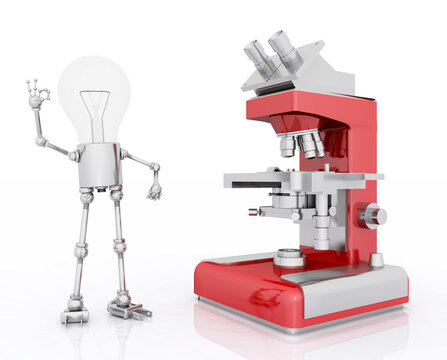 Glühbirnen Figur mit Mikroskop