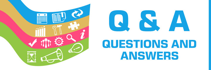 Q And A - Questions And Answers Colorful Waves Business Symbols Horizontal 