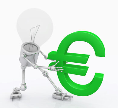Glühbirnen Figur mit Eurozeichen