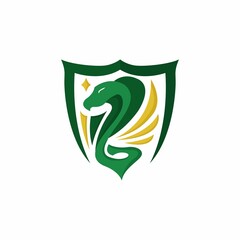 Fototapeta premium vintage green cobra snake with shield logo