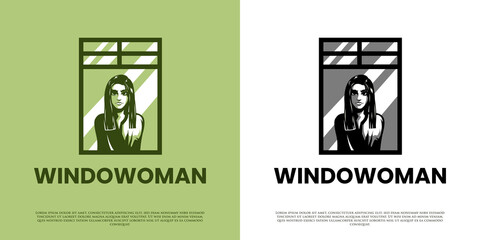 Woman at the window illustration