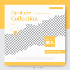 Obraz premium Clean and minimalist furniture square social media post template