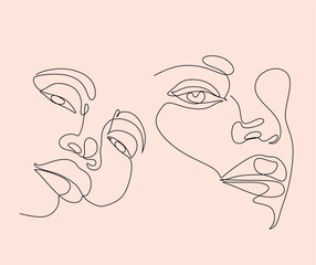 Woman line art portrait.  Woman Line Drawing. Surreal Minimalist Art. Beauty Salon logotype. Beauty Face minimal illustration