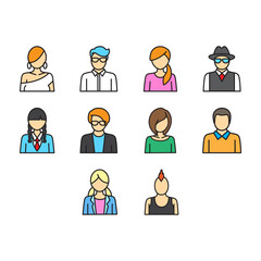 collection of young people avatar icon vector