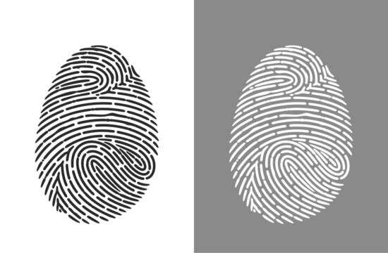 Fingerprint logo. Isolated fingerprint on white background