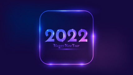 2022 Happy New Year neon background