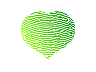 Fingerprint heart silhouette