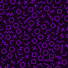 Geometric abstract background in style of memphis. Seamless creative retro pattern with geometric shapes