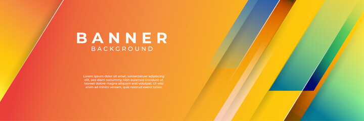 Blue background with orange and yellow color composition in abstract. Abstract backgrounds with a combination of lines and circle dots can be used for your ad banners, Sale banner template, and More.