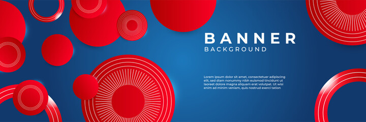 Modern red and blue abstract banner background. Technology banner design with red and blue geometric shapes