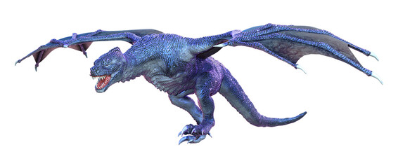 3D Rendering Fairy Tale Dragon on White