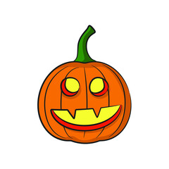 Halloween pumpkin in drawing style isolated vector. Ghost in trendy simple style isolated on white background.