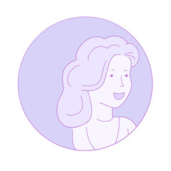 Obraz premium Woman in a round hole isolated on white background. Woman looking sideways. For web site, ad, wallpaper and placard. Useful for backdrop, poster and banner. Creative art concept, vector illustration