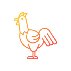 Rooster gradient linear vector icon. Cocks husbandry. Commercial chicken raising. Domestic landfowl. Young cockerel. Thin line color symbol. Modern style pictogram. Vector isolated outline drawing