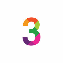 Colorful Number 3 vector design graphic symbol digit rainbow emblem icon graphic emblem