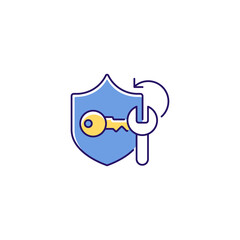 Password cracking RGB color icon. Safeguard protection. Cracker app. Safety measures. Secure system. Password management tools. Isolated vector illustration. Simple filled line drawing