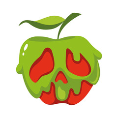 Poison apple for halloween. Сartoon vector illustration - obrazy, fototapety, plakaty