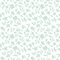Modern botanical seamless vector pattern. Hand drawn floral illustration. Vintage wallpaper with flowers, buds and leaves. Template for cards, textile, stationery, package, and any surface design