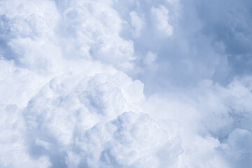Blue sky with white clouds in sunny weather. Fluffy sky cloudy view atmosphere