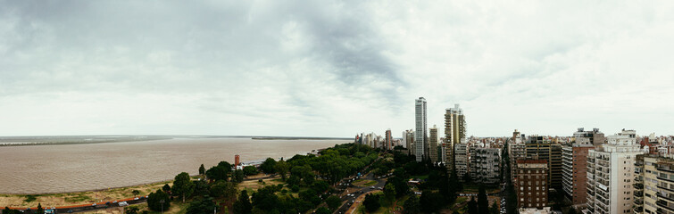 Obraz premium Aerial view of Parana River in Rosario, Santa Fe, Argentina
