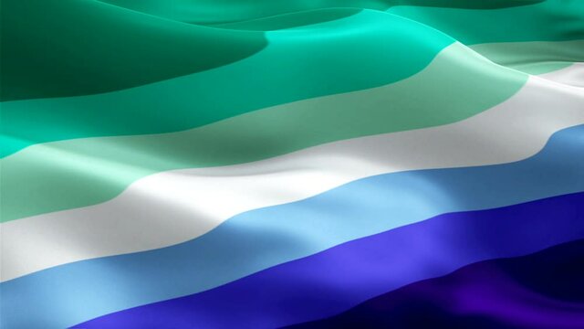Rainbow MLM Pride Flag video waving in wind. Realistic Vincian Flag background. Rainbow gay men Pride Flag Looping Closeup 1080p Full HD 1920X1080 footage. Rainbow colors LGBT Vincian Pride flags Full