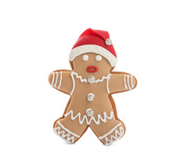 Gingerbread man isolated on white. Delicious Christmas cookie