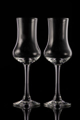 transparent glasses sniffers with highlights on a dark background