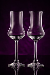 transparent glasses sniffers with highlights on a dark background