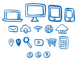 手描き風　スマートフォン　パソコン　シンプル　アイコン