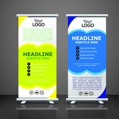 Roll Up, Vertical Banner Design Signboard Advertising Brochure Flyer Template Vector X-banner and Street Business Flag of Convenience, Layout Background