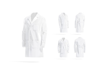 Blank white medical lab coat mockup, different views - obrazy, fototapety, plakaty