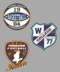 Sport themed patch set, suitable for college