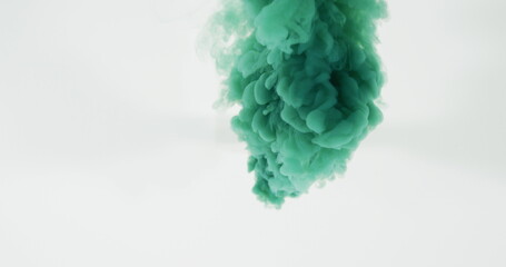 Green cloud of smoke moving on white background
