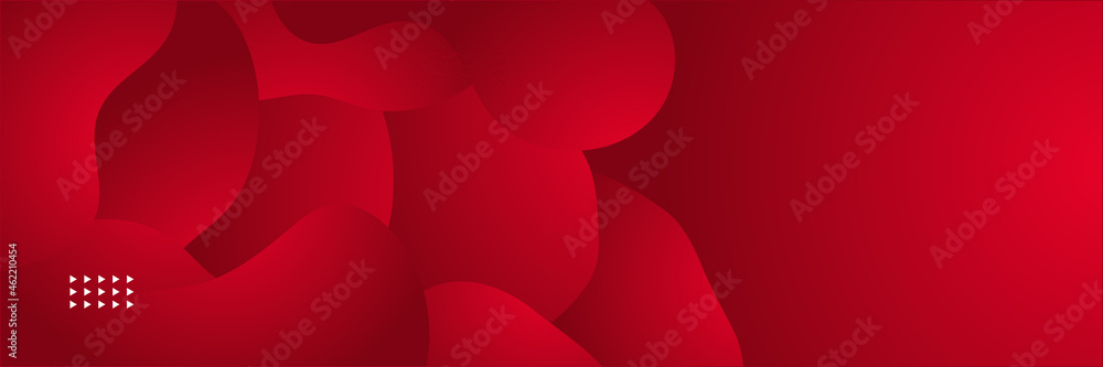 Aufkleber Abstract red banner background with 3d overlap layer and wave shapes